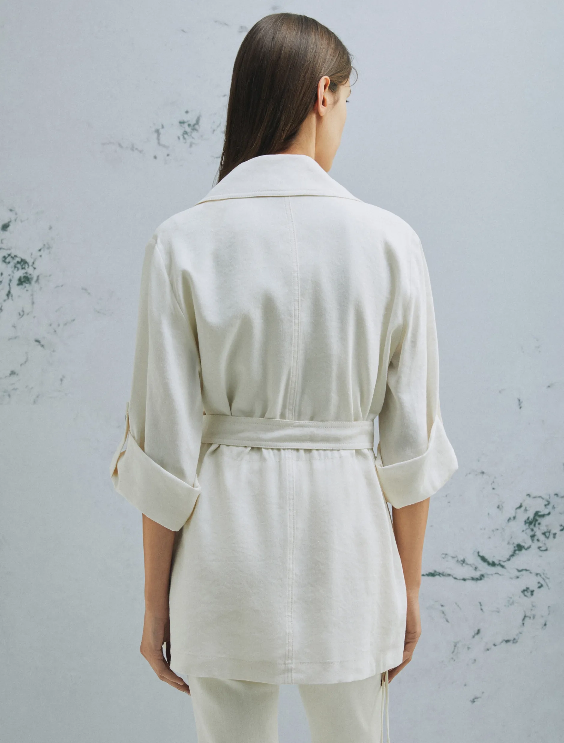 Spolverino con coulisse - BIANCO LANA