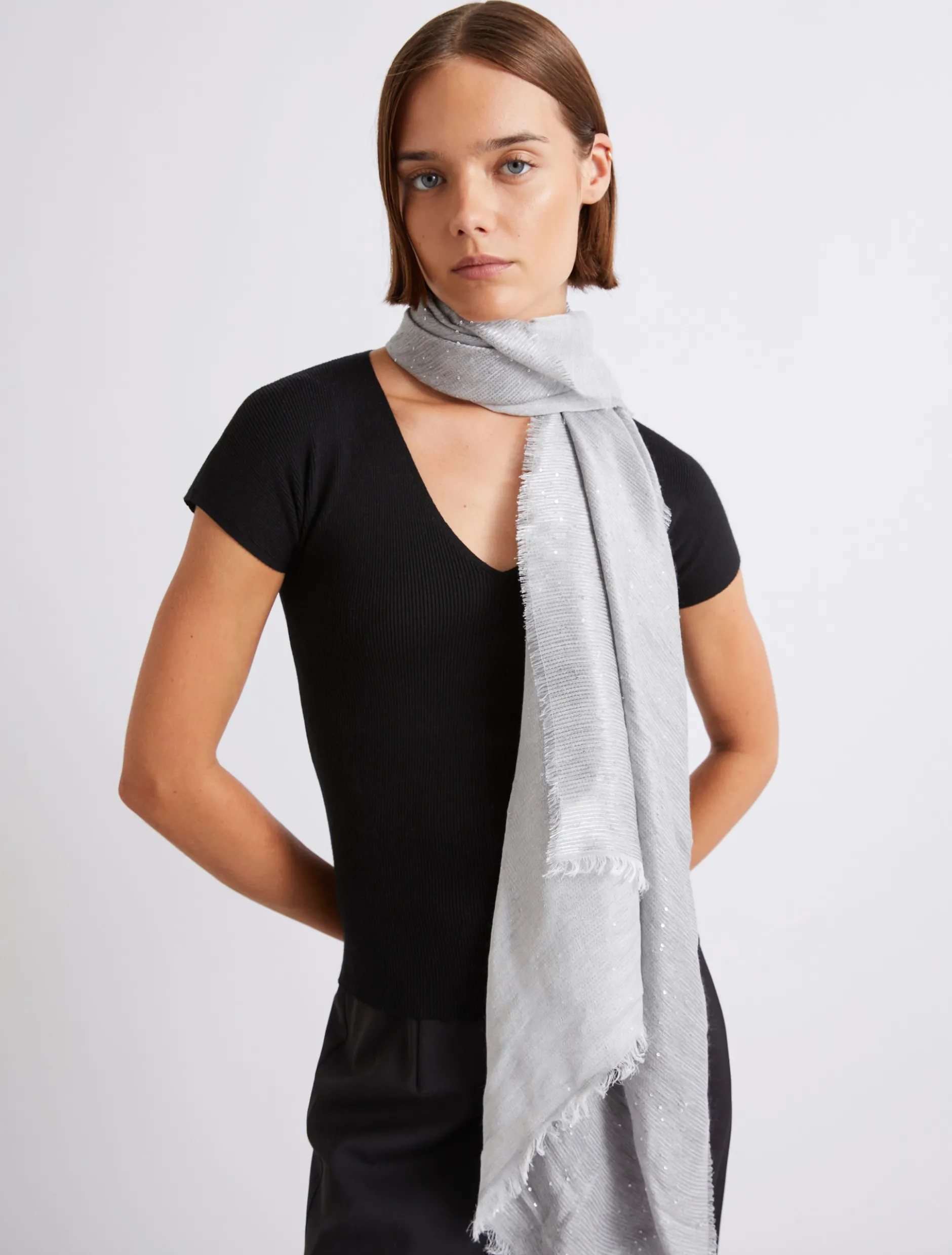 Stola con micro paillette - GRIGIO PERLA