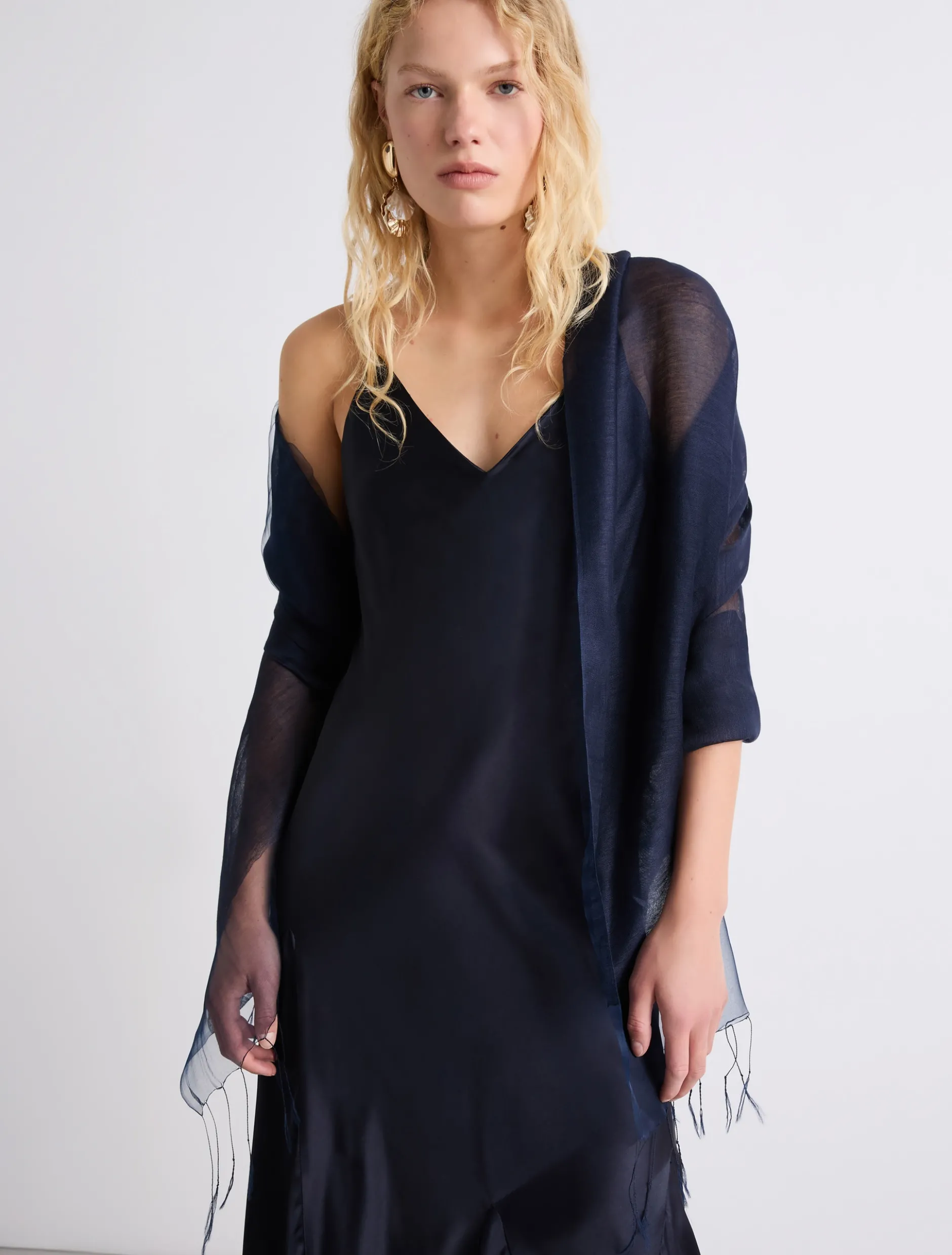 Stola in misto seta - BLU