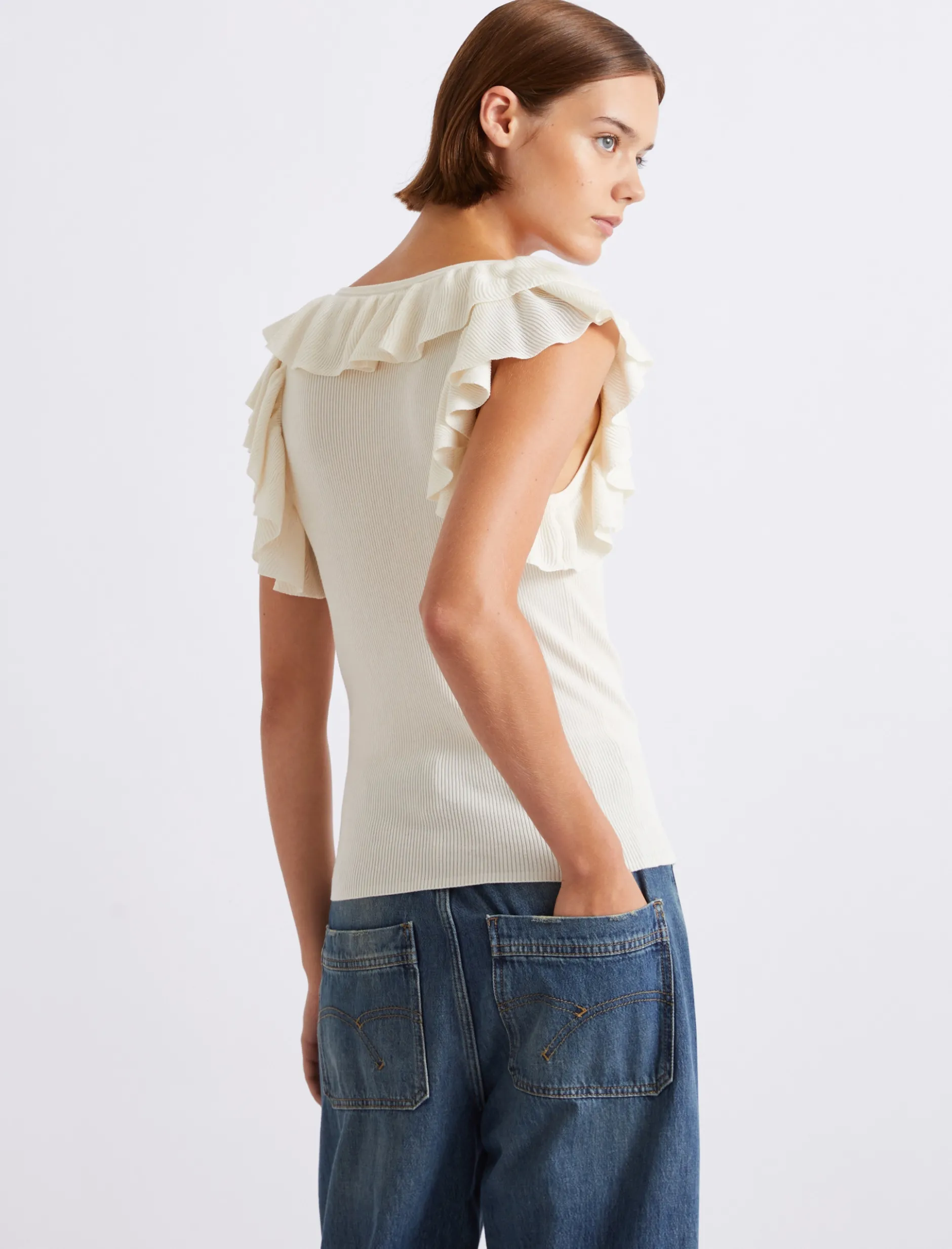 Top a costine con volant - PANNA