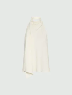 Top all'americana in envers satin - BIANCO LANA