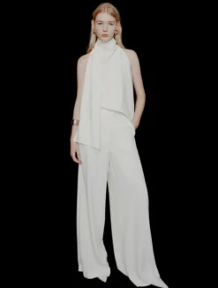 Top all'americana in envers satin - BIANCO LANA