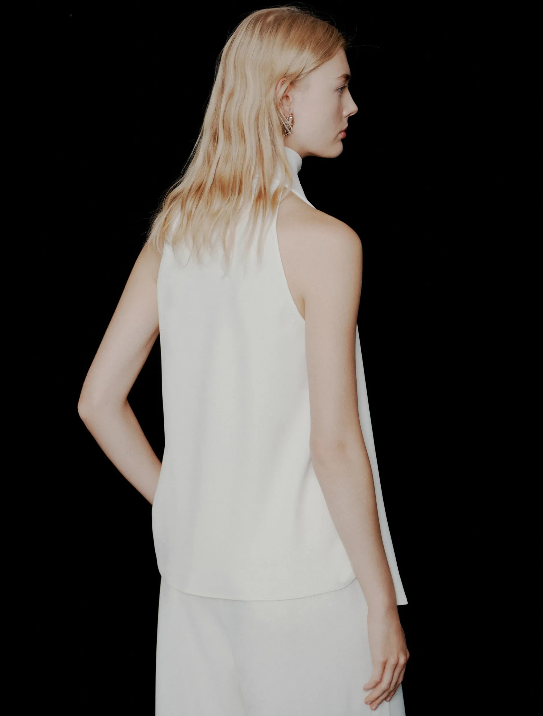 Top all'americana in envers satin - BIANCO LANA
