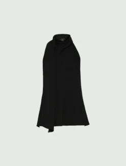 Top all'americana in envers satin - NERO