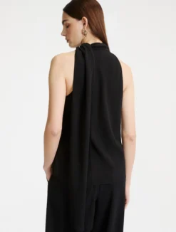 Top all'americana in envers satin - NERO