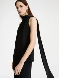 Top all'americana in envers satin - NERO