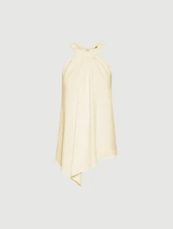 Top asimmetrico in envers satin - BIANCO LANA