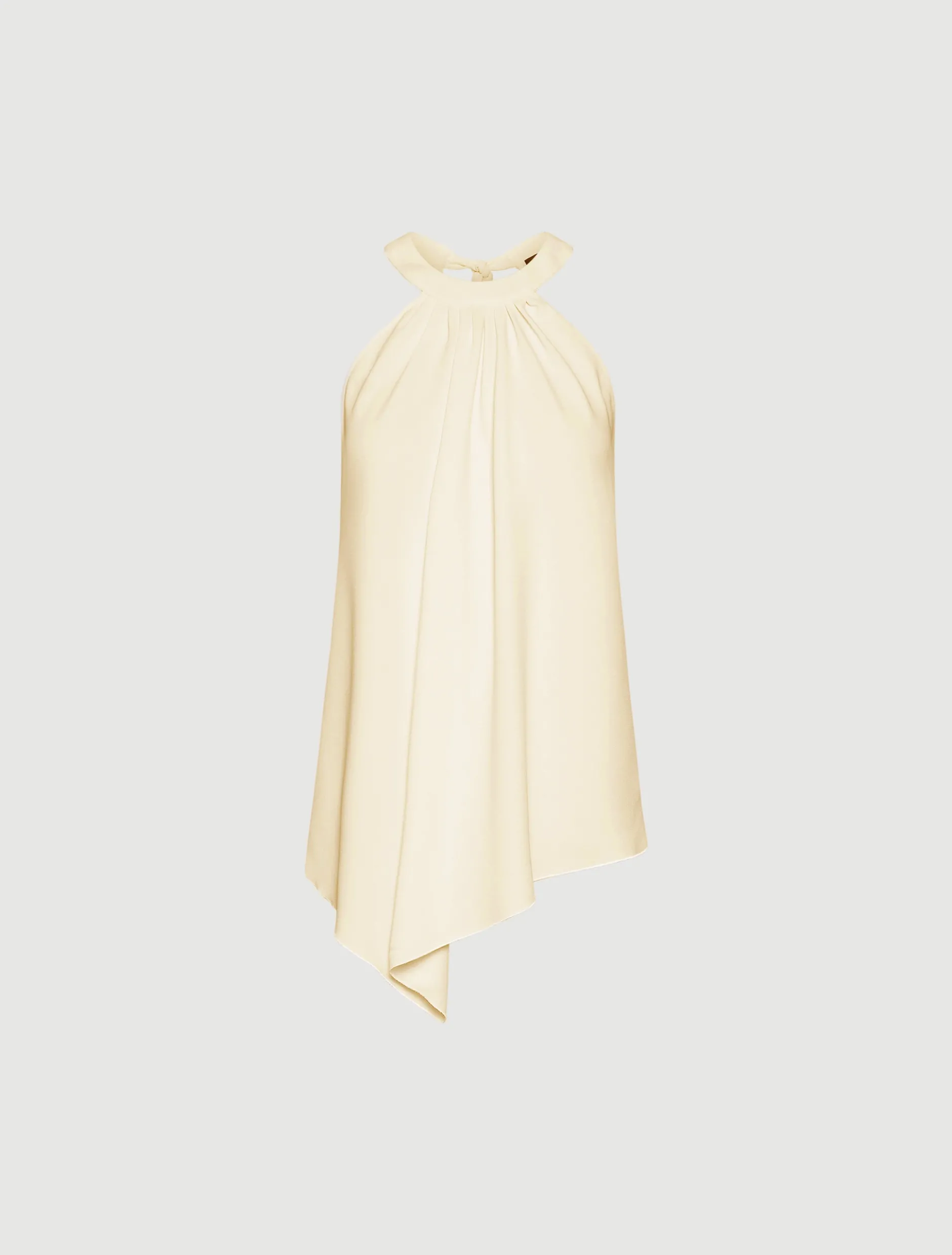 Top asimmetrico in envers satin - BIANCO LANA