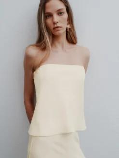 Top bustier in envers satin - BIANCO LANA