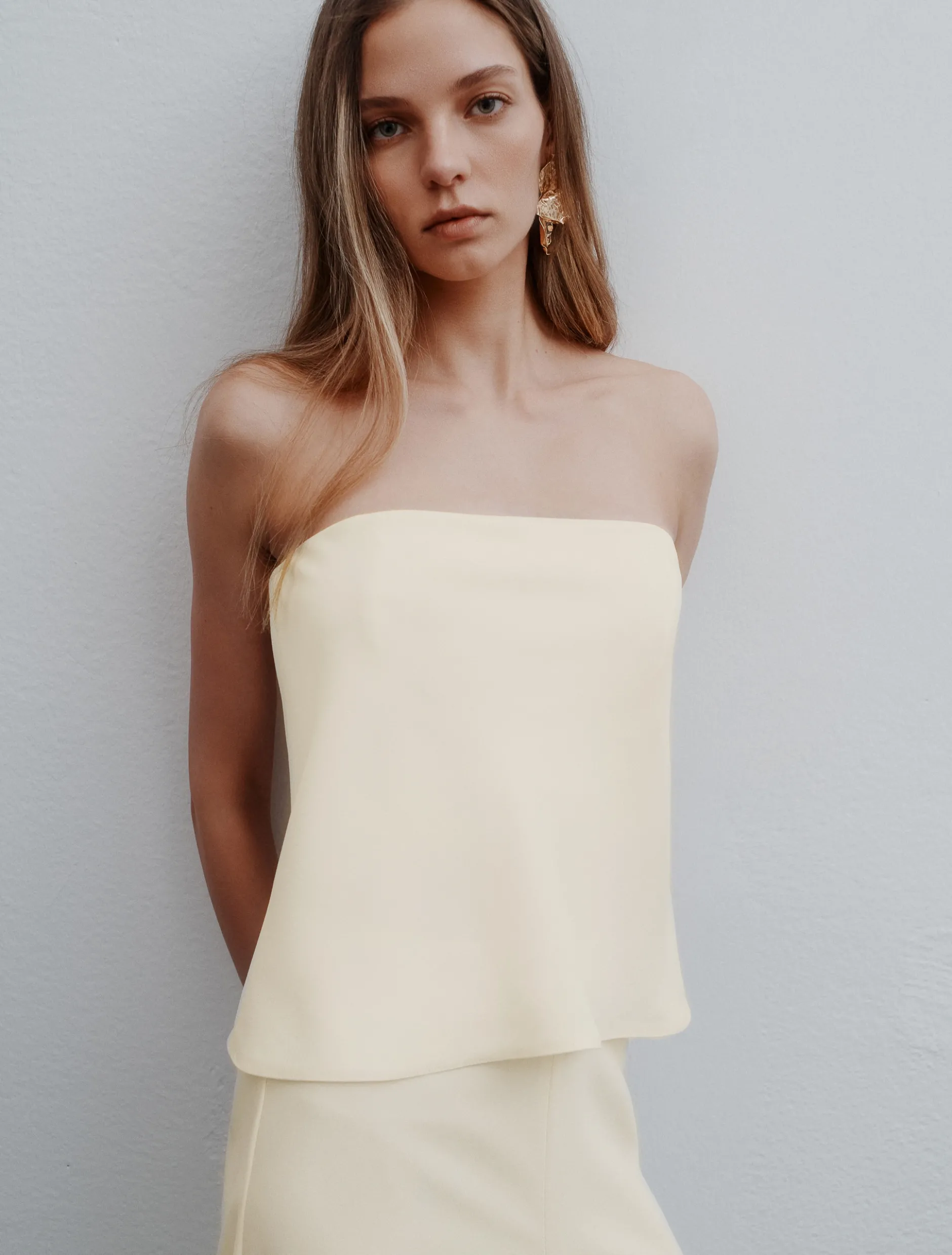 Top bustier in envers satin - BIANCO LANA