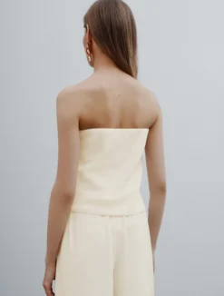 Top bustier in envers satin - BIANCO LANA