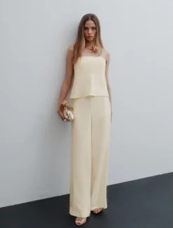 Top bustier in envers satin - BIANCO LANA