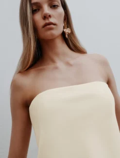 Top bustier in envers satin - BIANCO LANA