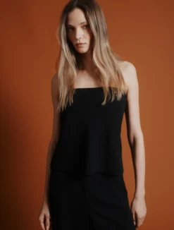Top bustier in envers satin - NERO
