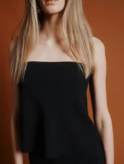 Top bustier in envers satin - NERO