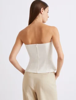 Top bustier in tela stretch - BIANCO