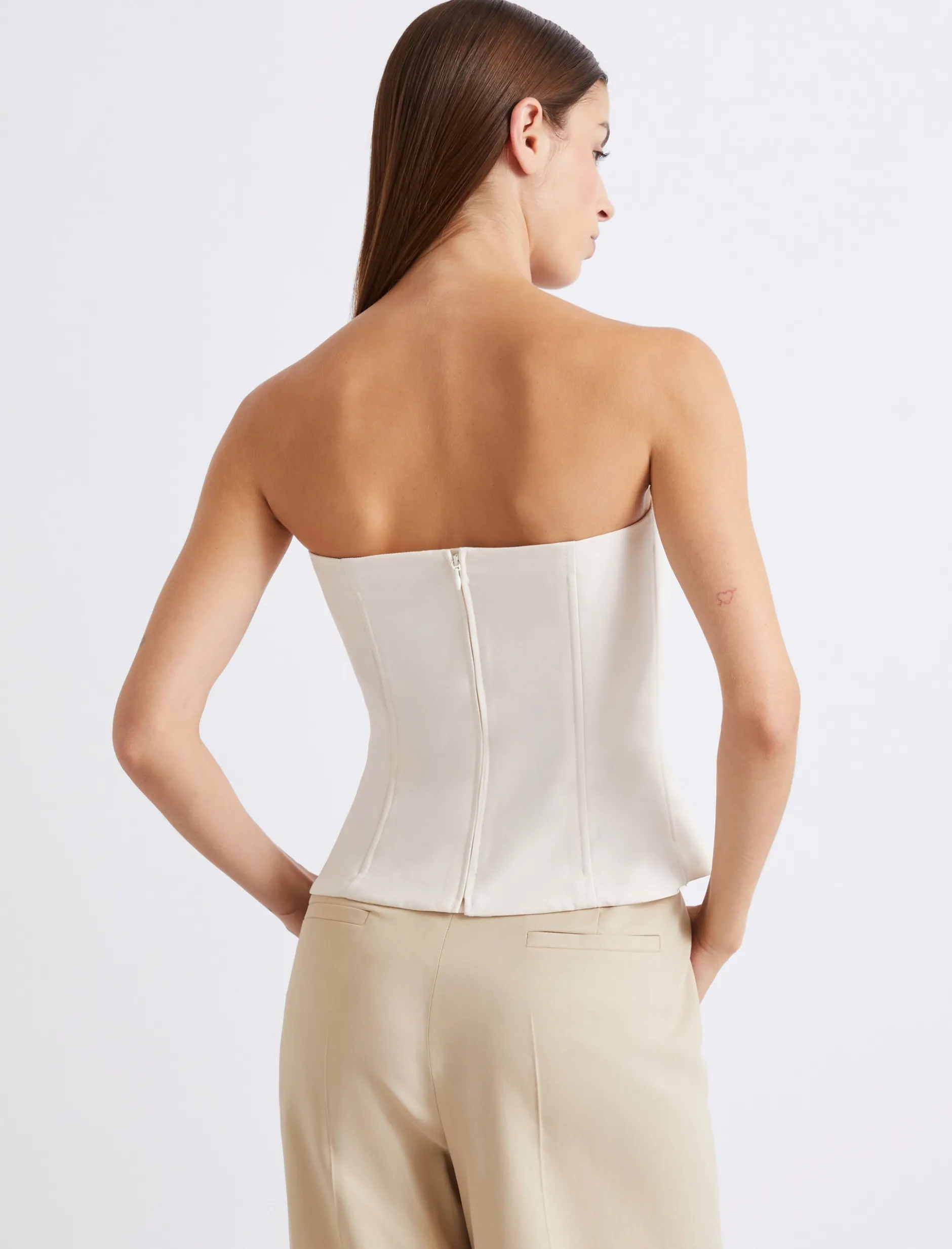 Top bustier in tela stretch - BIANCO