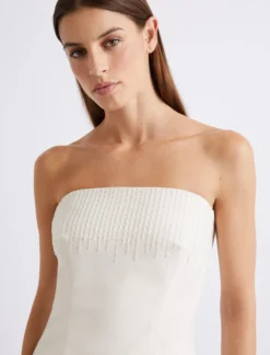 Top bustier in tela stretch - BIANCO