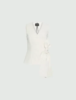 Top con fiocco in envers satin - BIANCO LANA