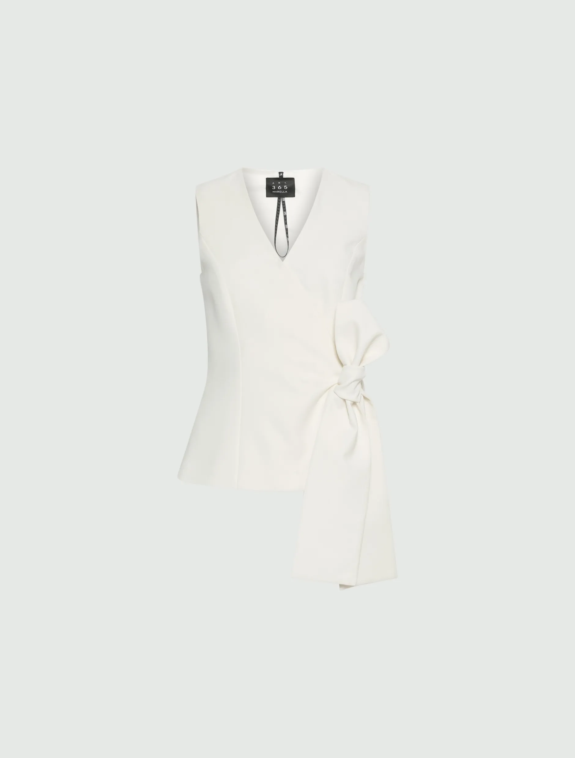 Top con fiocco in envers satin - BIANCO LANA