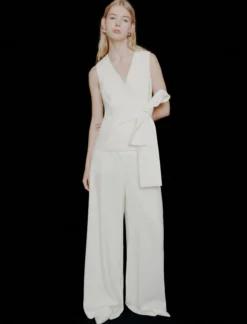 Top con fiocco in envers satin - BIANCO LANA