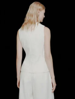Top con fiocco in envers satin - BIANCO LANA