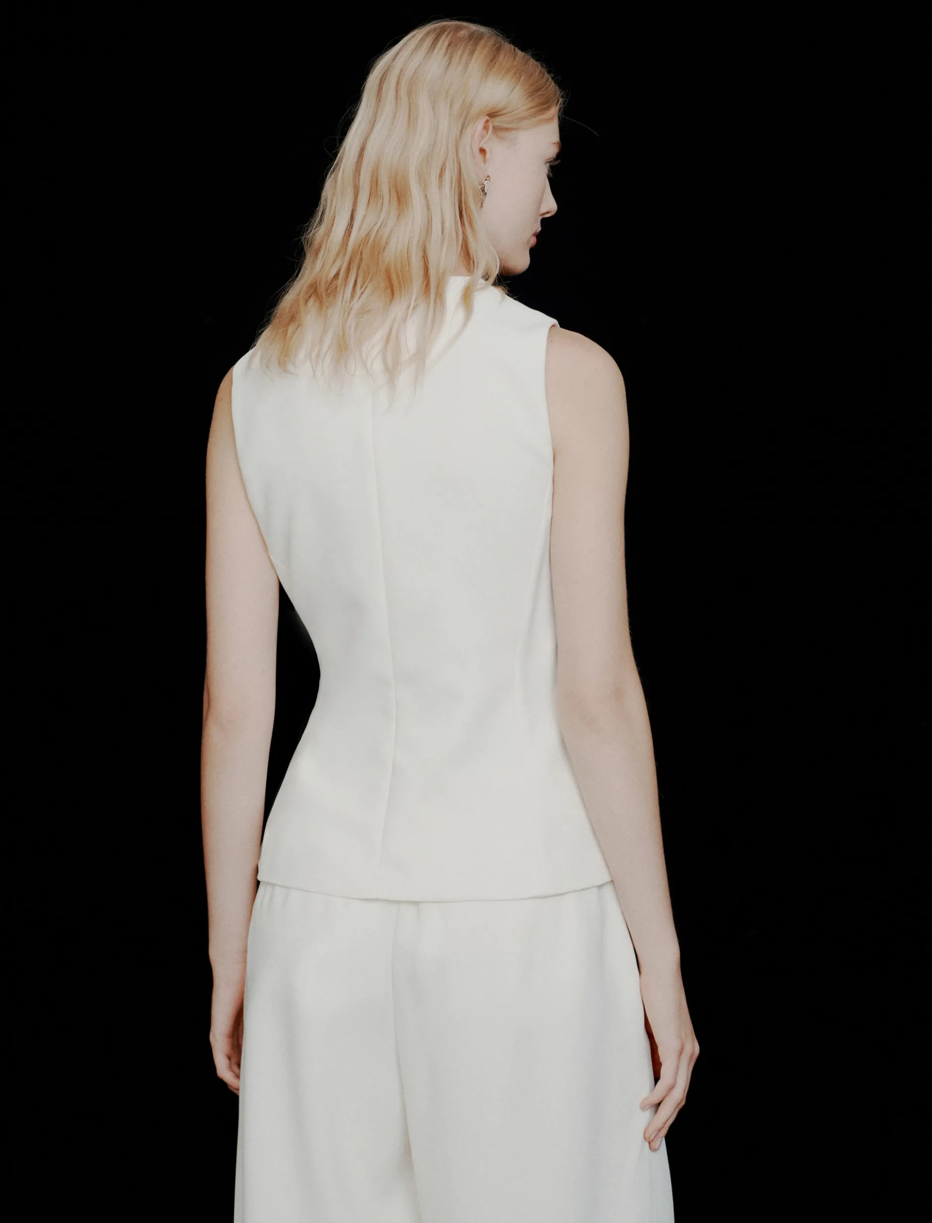 Top con fiocco in envers satin - BIANCO LANA
