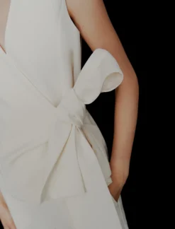 Top con fiocco in envers satin - BIANCO LANA