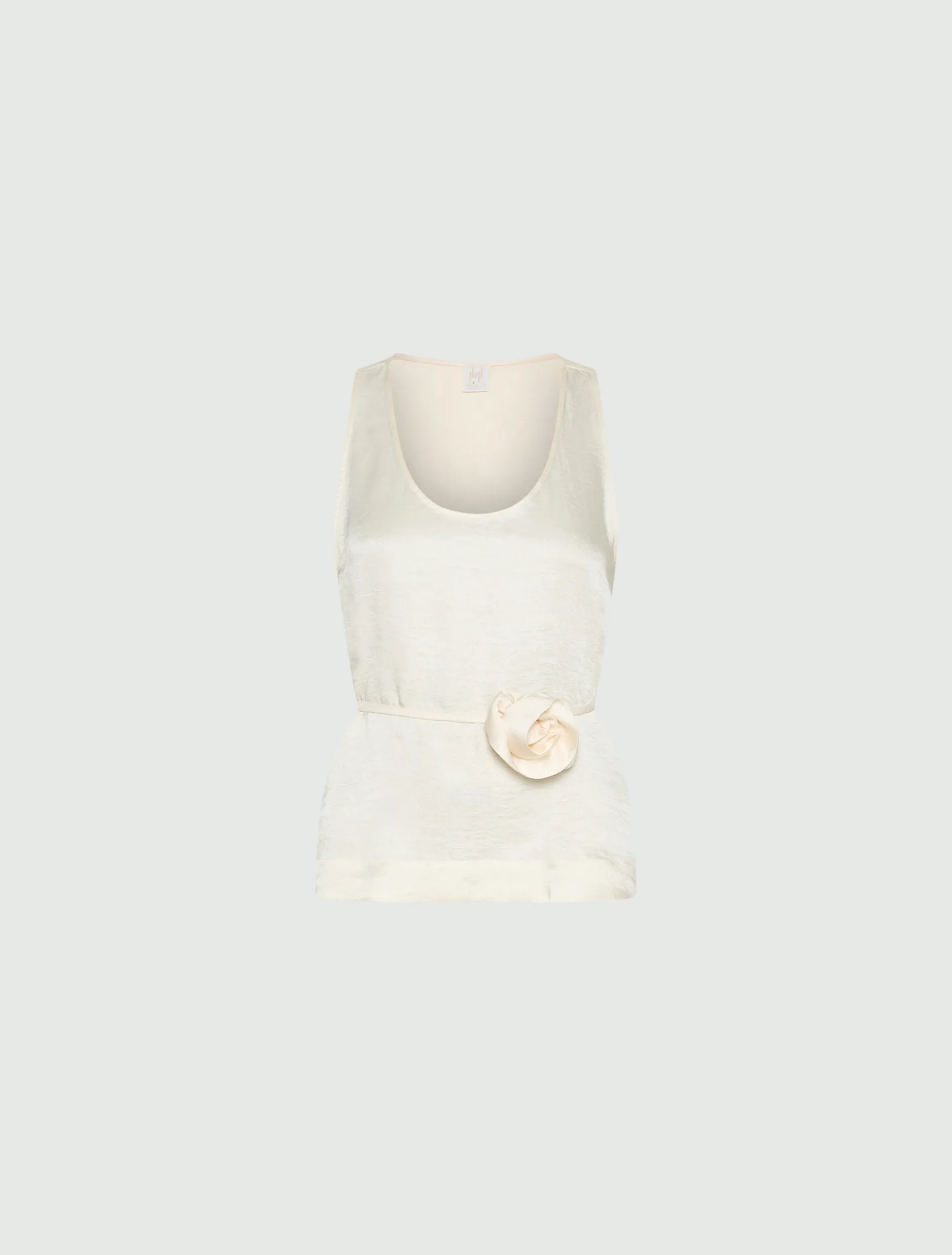 Top con fiore abbinato - BIANCO LANA