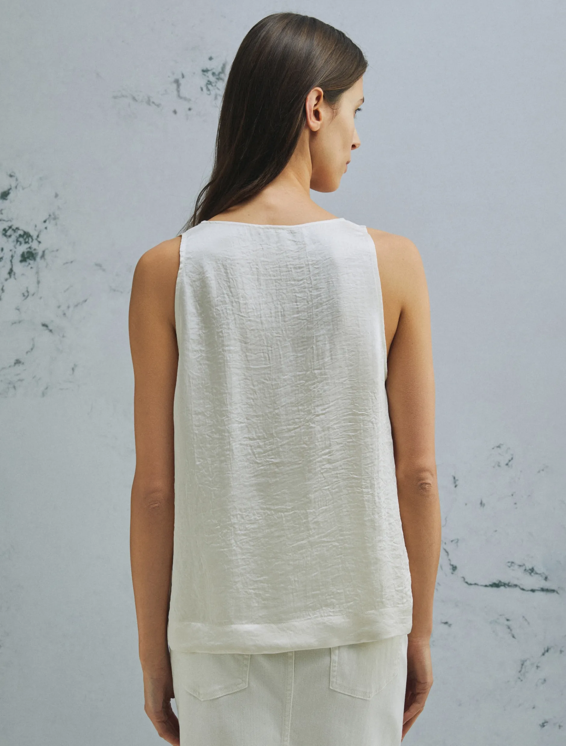 Top con fiore abbinato - BIANCO LANA