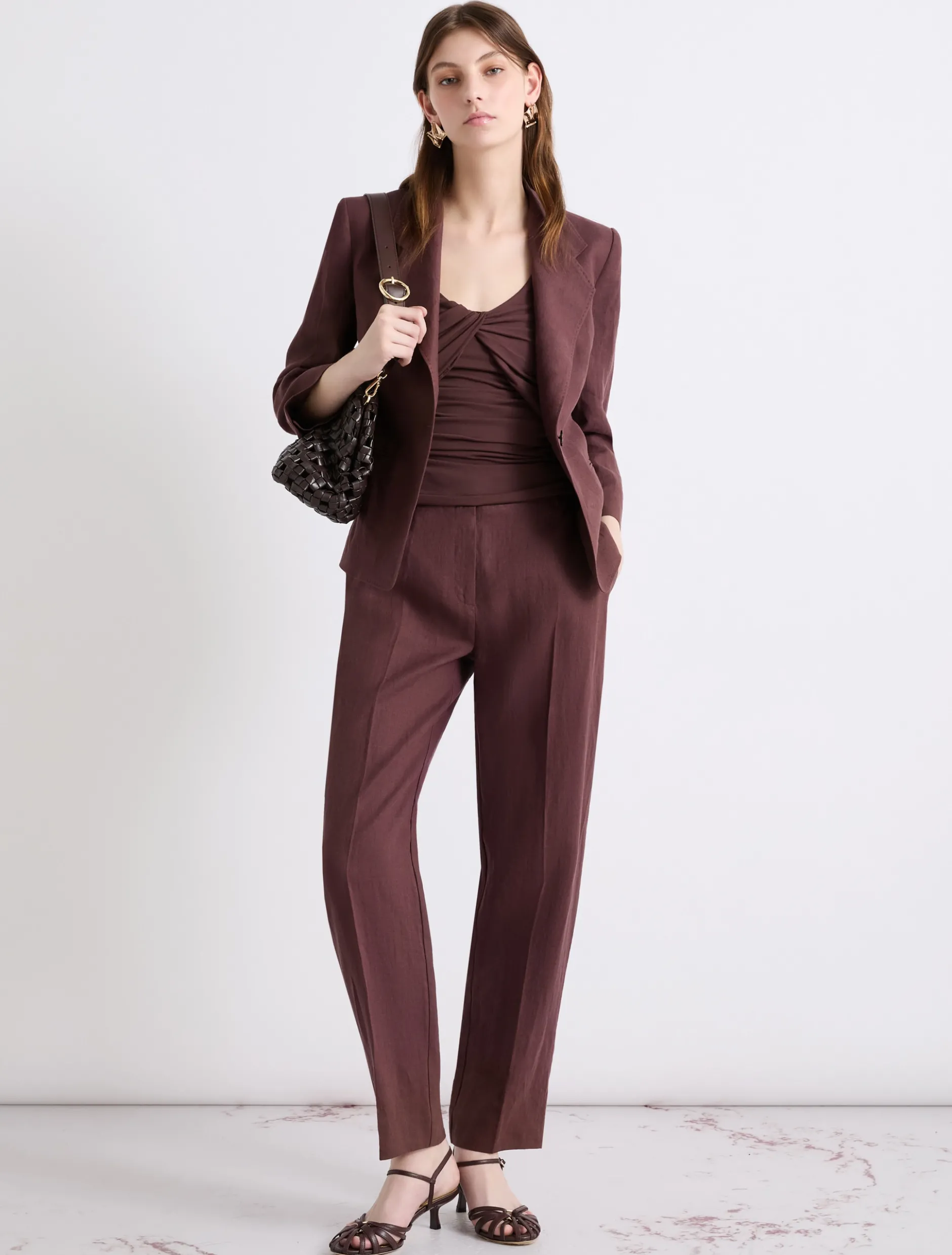 Top con incrocio - MARRONE