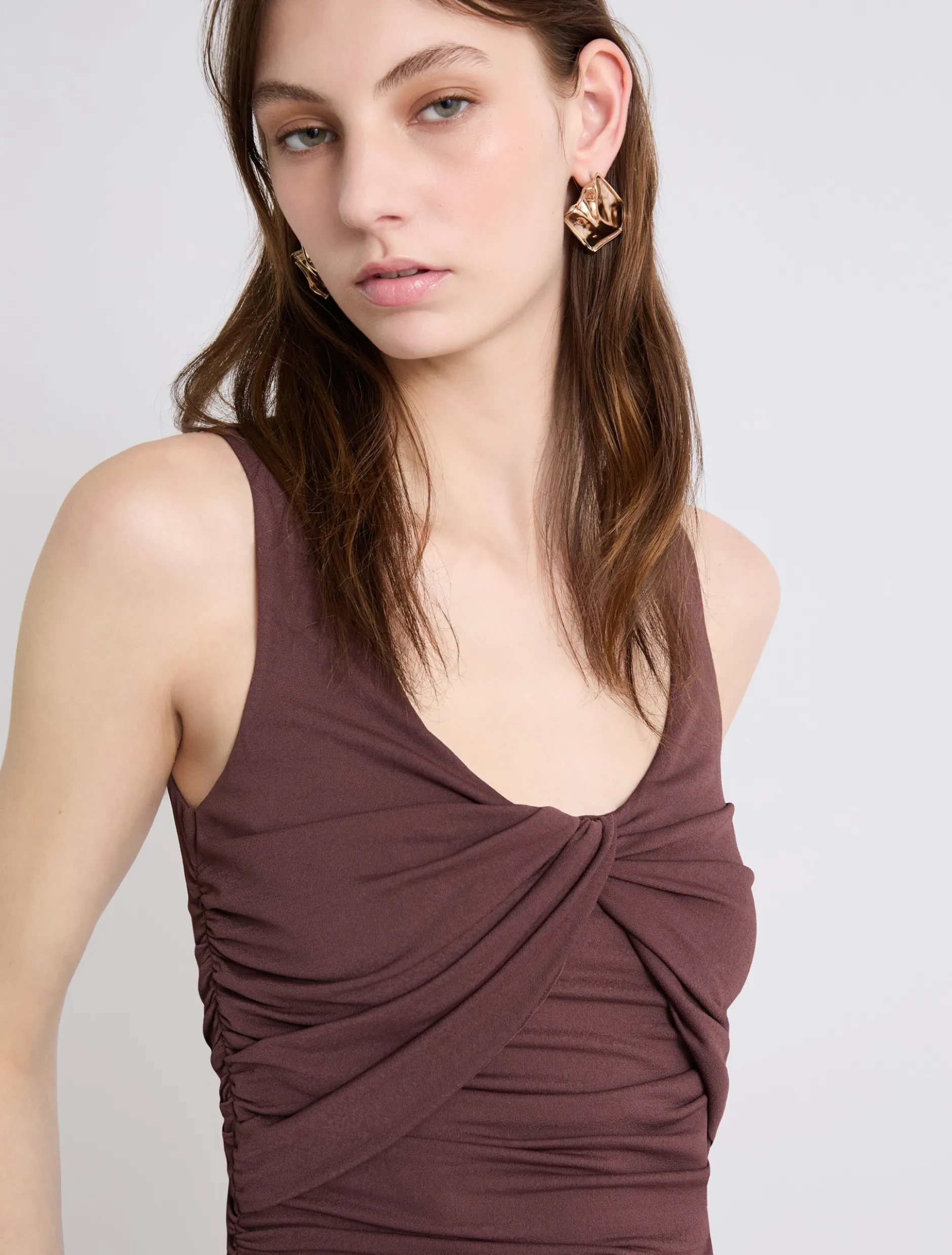 Top con incrocio - MARRONE