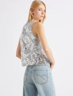 Top con paillettes - GRIGIO