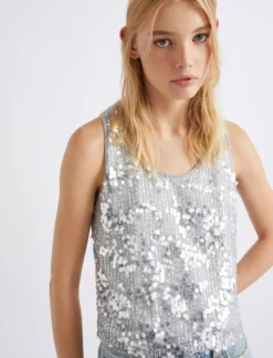 Top con paillettes - GRIGIO