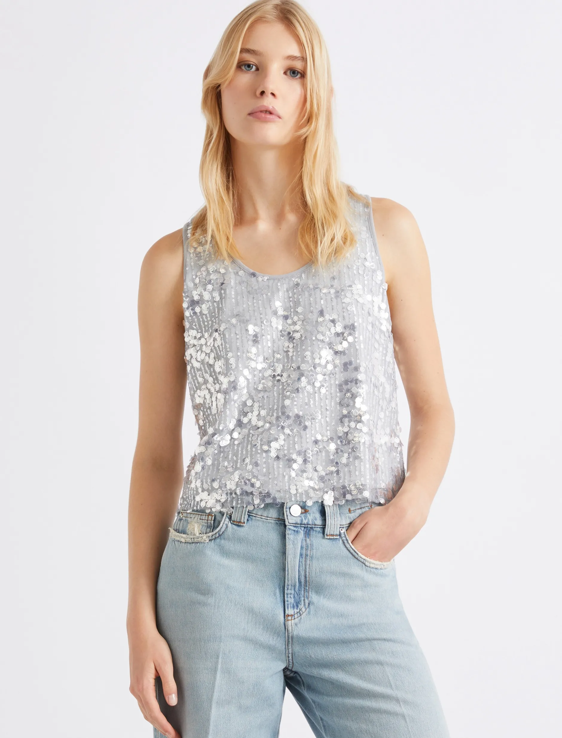 Top con paillettes - GRIGIO
