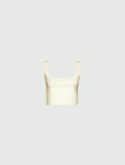 Top corto in maglia di viscosa - BIANCO
