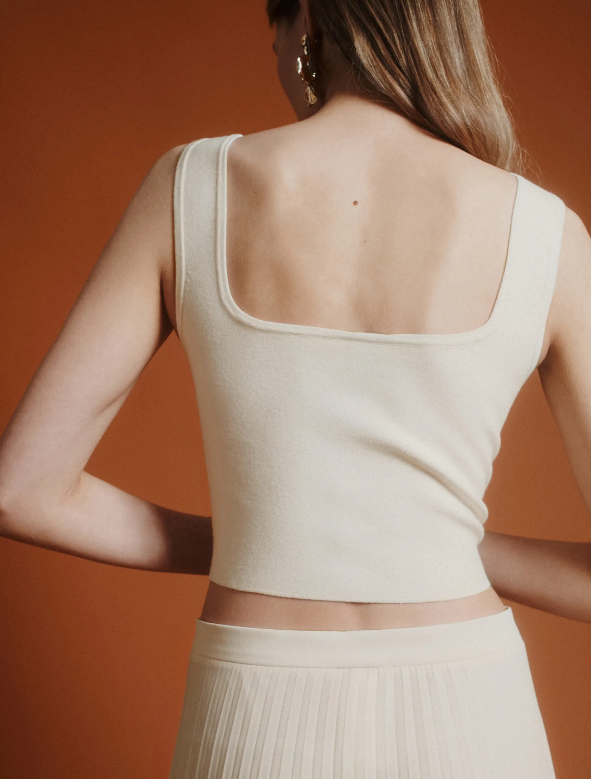 Top corto in maglia di viscosa - BIANCO