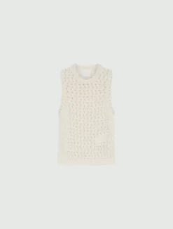 Top in cotone mouliné - BIANCO LANA