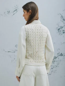 Top in cotone mouliné - BIANCO LANA