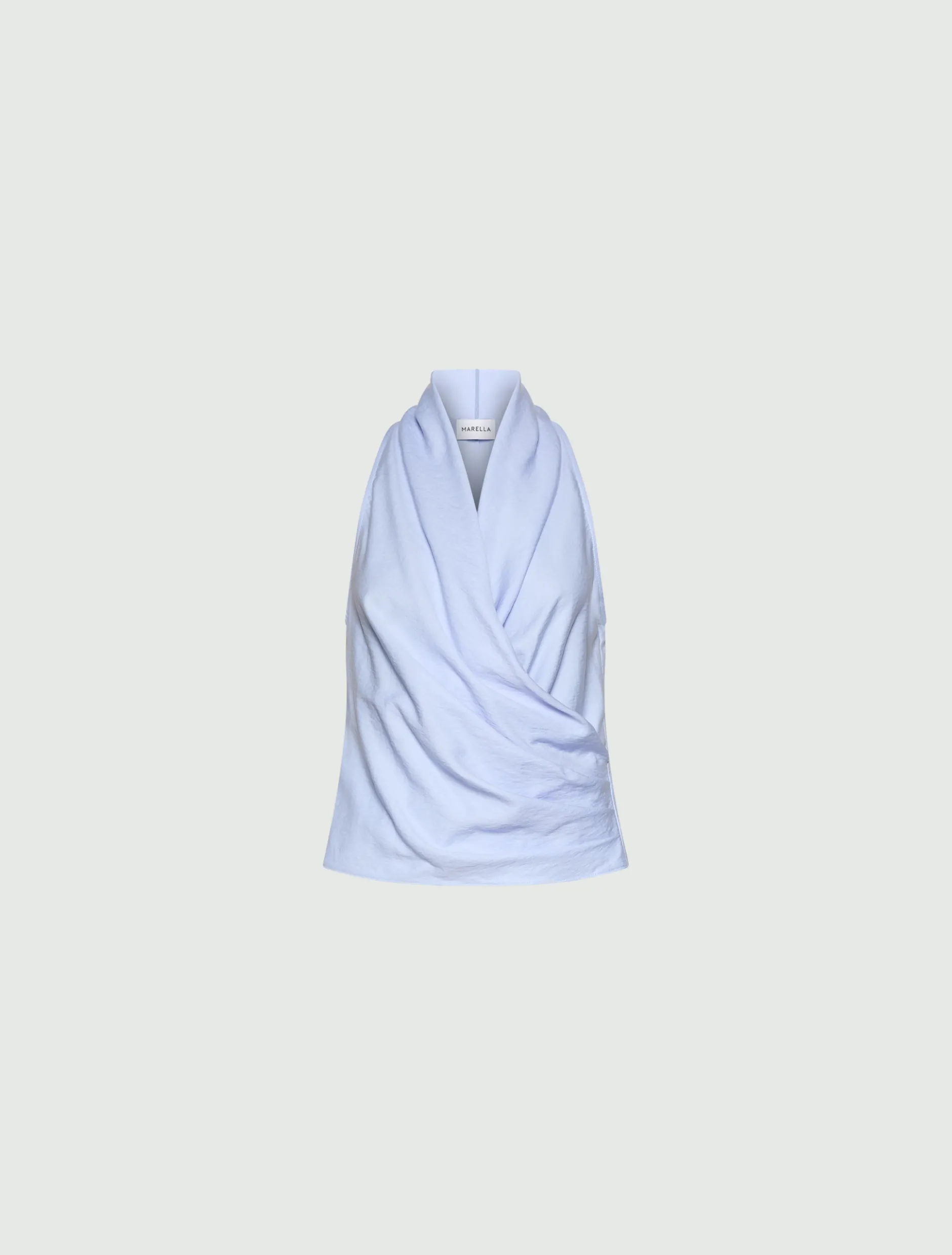 Top incrociato e drappeggiato - AZZURRO