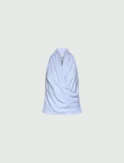 Top incrociato e drappeggiato - AZZURRO