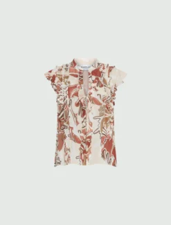 Top in georgette stampato - MATTONE ROSSO