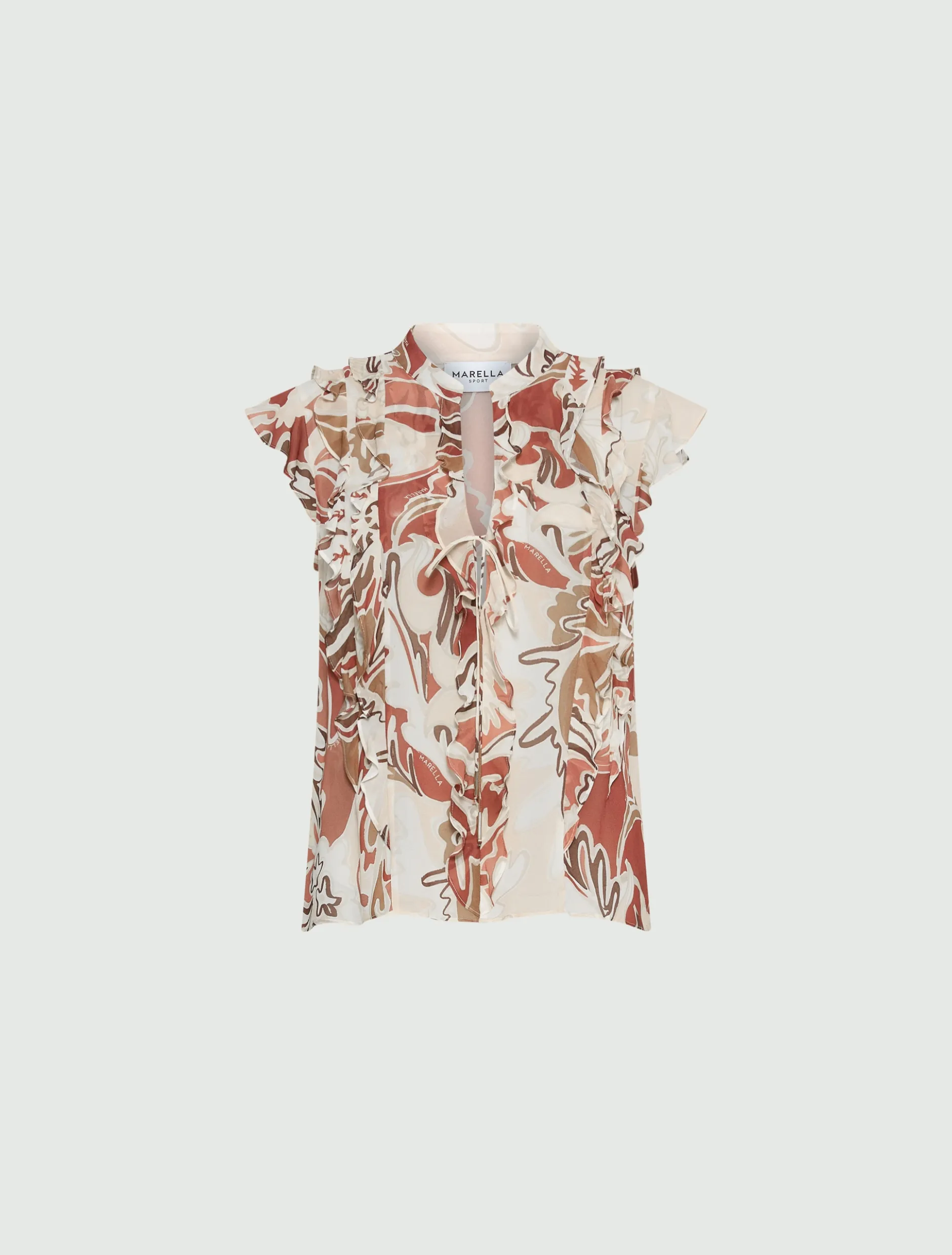 Top in georgette stampato - MATTONE ROSSO