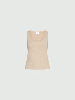 Top in jersey a costine - BEIGE