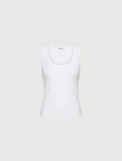 Top in jersey a costine - BIANCO