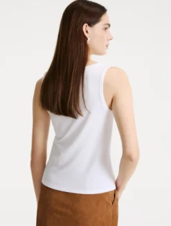 Top in jersey a costine - BIANCO