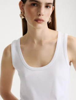 Top in jersey a costine - BIANCO