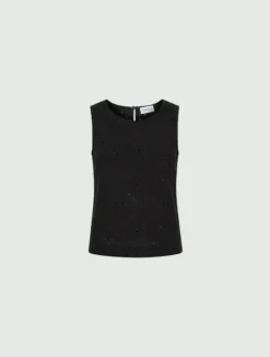 Top in mussola sangallo - NERO