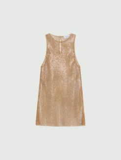 Top in rete con strass - BEIGE