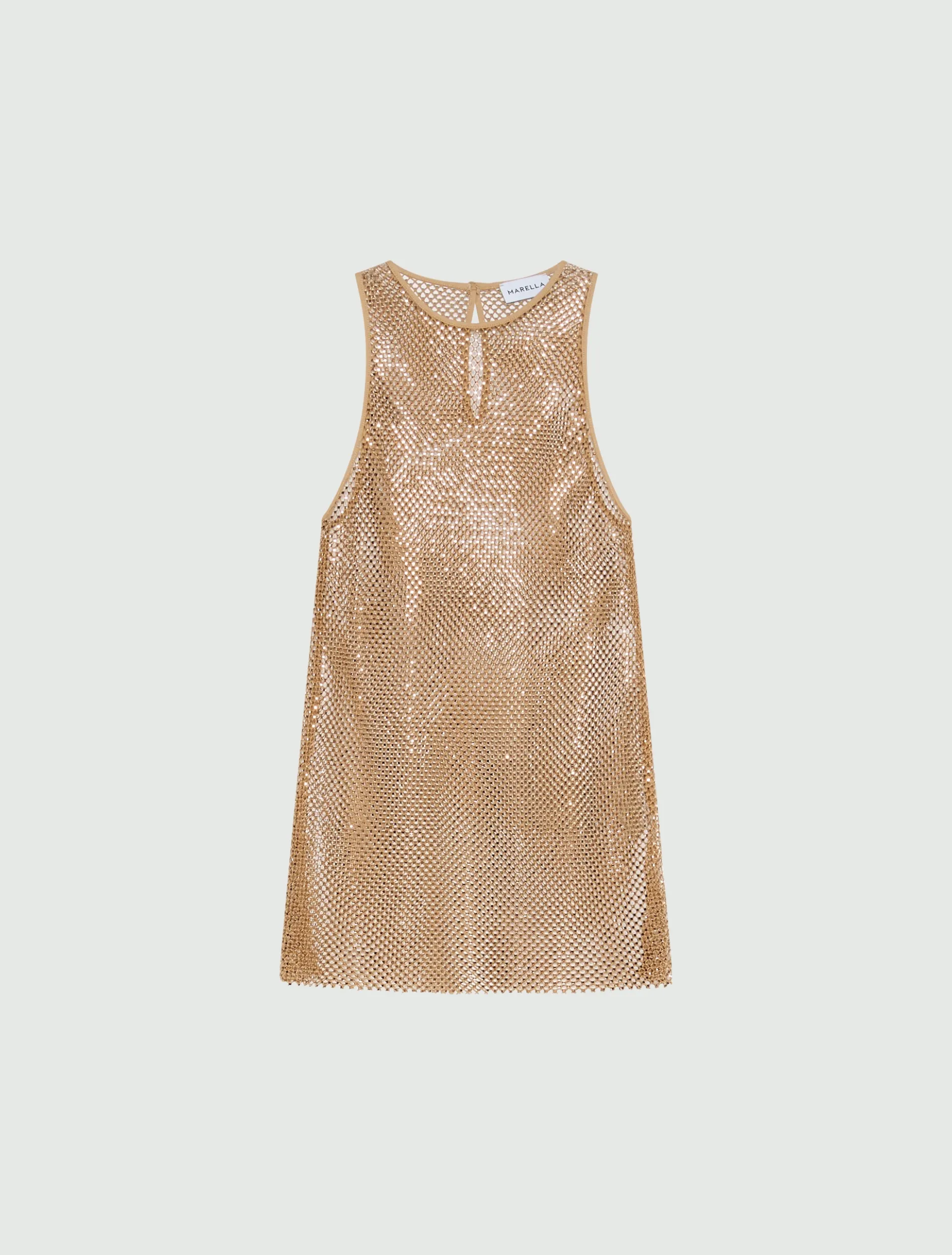 Top in rete con strass - BEIGE